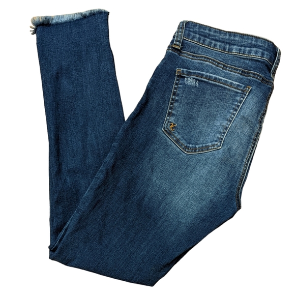Kut from the Kloth Connie Ankle Skinny Raw Frayed High Low Hem Mid Rise Jeans - Picture 8 of 9